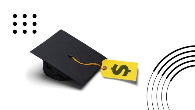 graduation cap with dollar tag on it